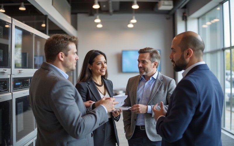 Small business owners reviewing equipment financing options